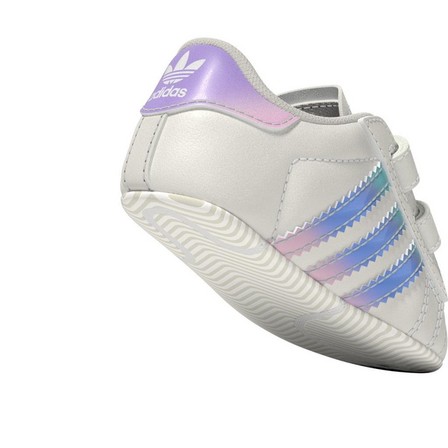 Unisex Babies Superstar Silver Metallic Stripes Shoes, White, A701_ONE, large image number 29