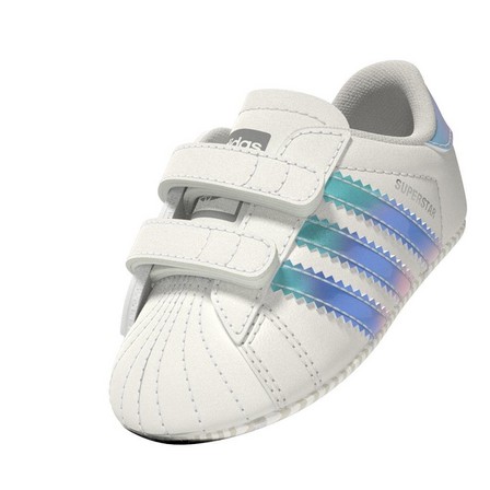 Unisex Babies Superstar Silver Metallic Stripes Shoes, White, A701_ONE, large image number 32