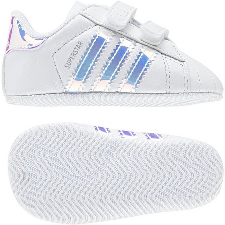 Unisex Babies Superstar Silver Metallic Stripes Shoes, White, A701_ONE, large image number 36