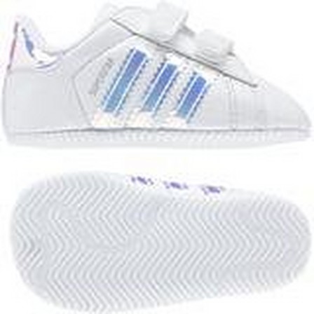 Unisex Babies Superstar Silver Metallic Stripes Shoes, White, A701_ONE, large image number 40