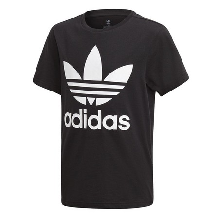 Kids Unisex Trefoil T-Shirt, Black, A701_ONE, large image number 0