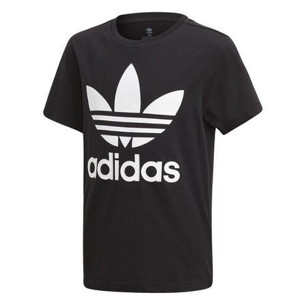 Kids Unisex Trefoil T-Shirt, Black, A701_ONE, large image number 1