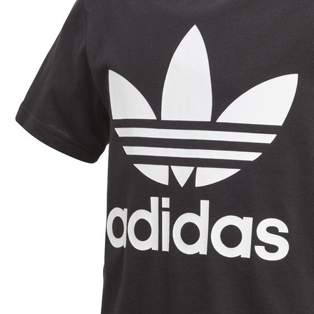 Kids Unisex Trefoil T-Shirt, Black, A701_ONE, large image number 4
