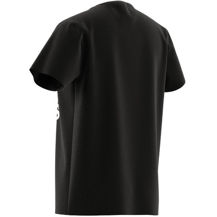 Kids Unisex Trefoil T-Shirt, Black, A701_ONE, large image number 7