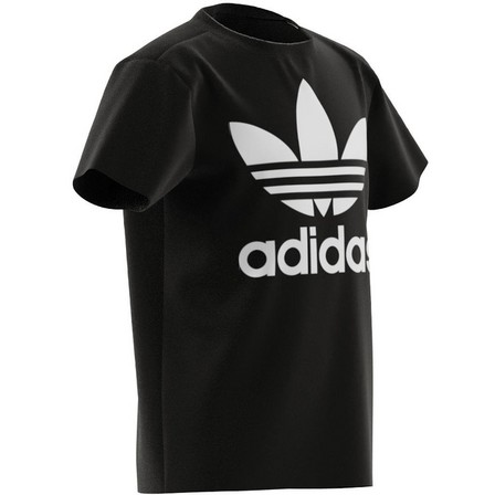 Kids Unisex Trefoil T-Shirt, Black, A701_ONE, large image number 11