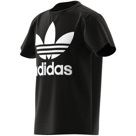 Kids Unisex Trefoil T-Shirt, Black, A701_ONE, large image number 12