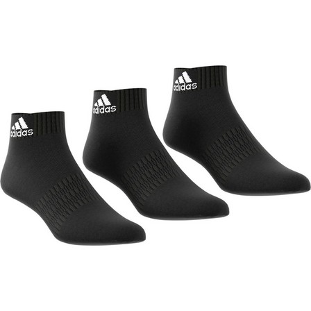 Unisex Cushioned Ankle Socks 3 Pairs, black, A701_ONE, large image number 5