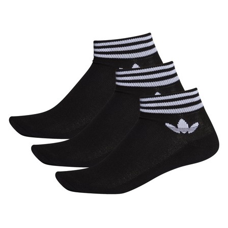 Unisex Trefoil Ankle Socks 3 Pairs, black, A701_ONE, large image number 2