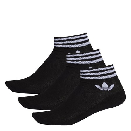 Unisex Trefoil Ankle Socks 3 Pairs, black, A701_ONE, large image number 3