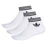 Unisex Trefoil Ankle Socks 3 Pairs, white, A701_ONE, thumbnail image number 3