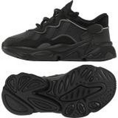 Unisex Kids Ozweego Shoes, Black, A701_ONE, large image number 18