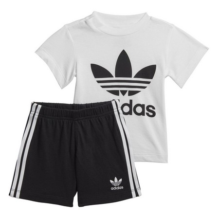 Baby Unisex Trefoil Shorts Tee Set, White, A701_ONE, large image number 1
