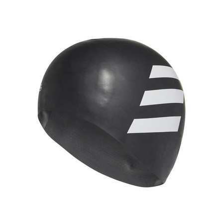 Unisex 3-Stripes Swim Cap, black, A701_ONE, large image number 0