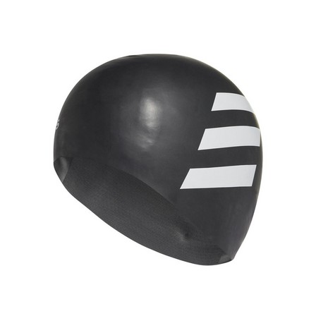 Unisex 3-Stripes Swim Cap, black, A701_ONE, large image number 1