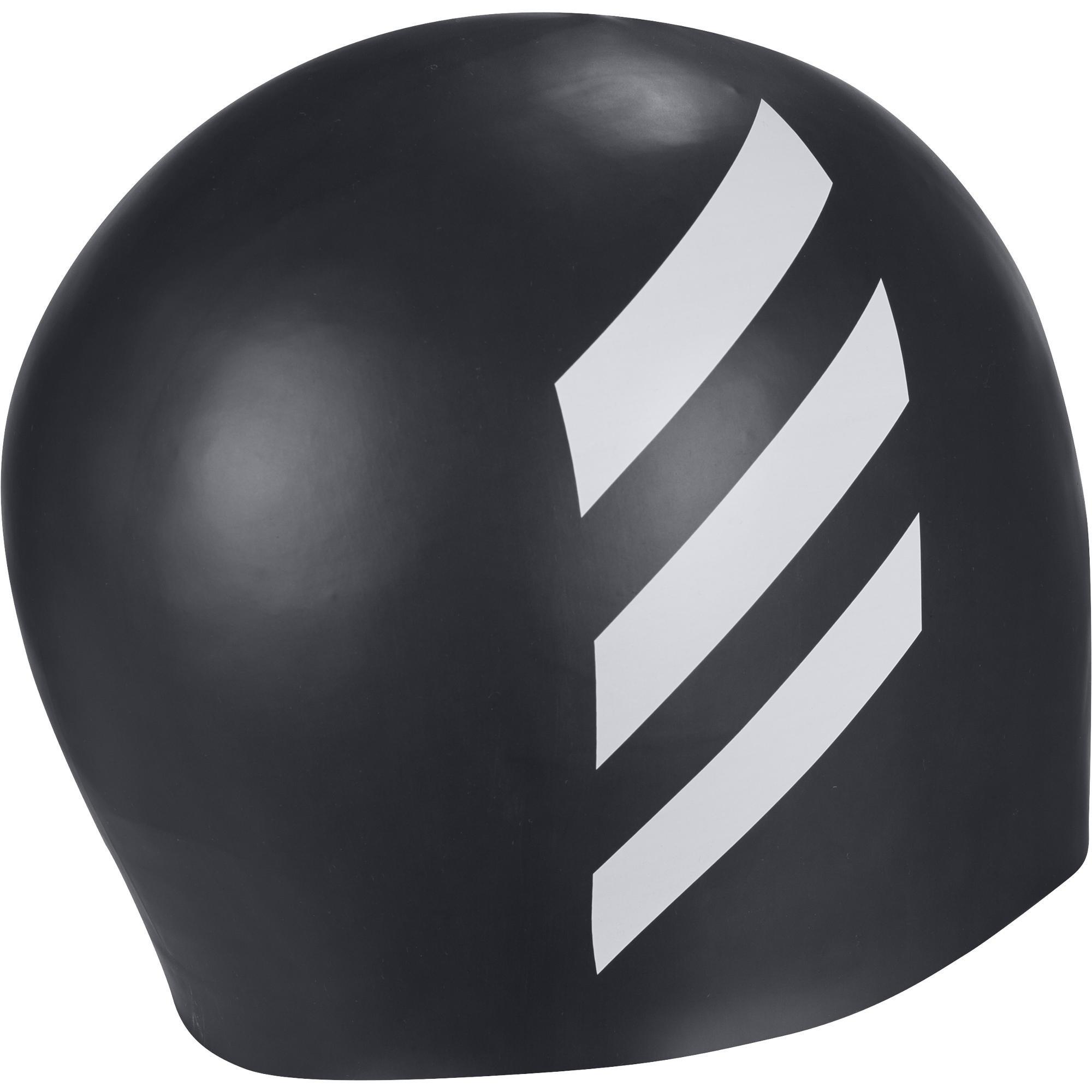 Unisex 3-Stripes Swim Cap, Black, A701_ONE, large image number 3