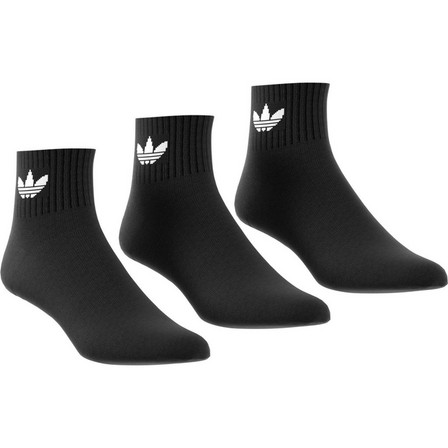 Unisex Mid Cut Crew Socks 3 Pairs , Black, A701_ONE, large image number 2