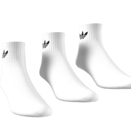 Unisex Mid-Cut Ankle Socks - 3 Pairs, White, A701_ONE, large image number 1