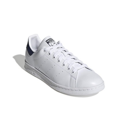 Mens Stan Smith Black Heel Tab Shoes, White, A701_ONE, large image number 1