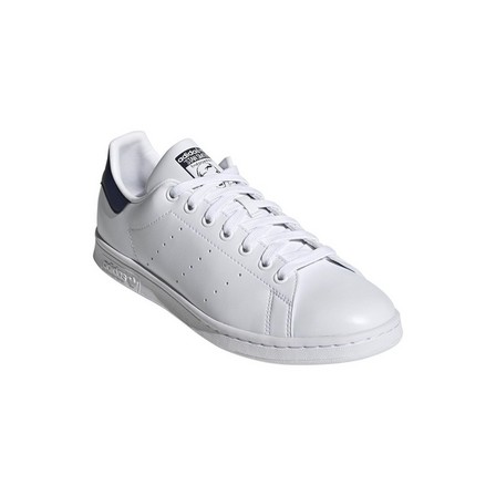 Mens Stan Smith Black Heel Tab Shoes, White, A701_ONE, large image number 2