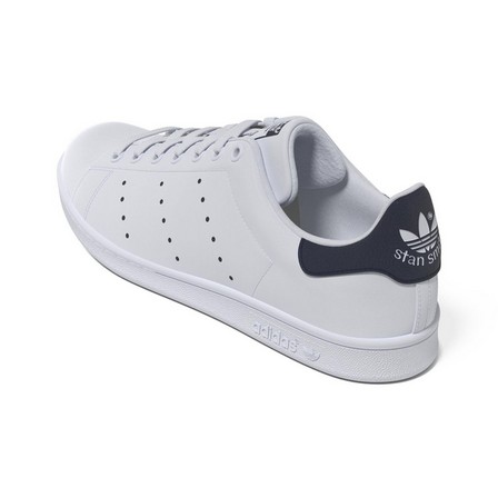 Mens Stan Smith Black Heel Tab Shoes, White, A701_ONE, large image number 3