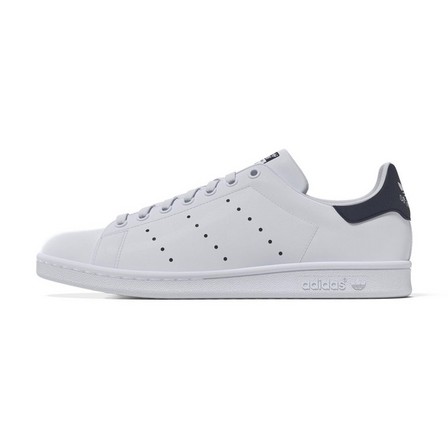 Mens Stan Smith Black Heel Tab Shoes, White, A701_ONE, large image number 13