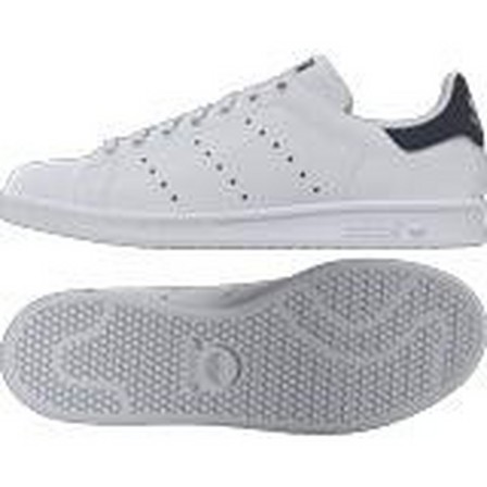 Mens Stan Smith Black Heel Tab Shoes, White, A701_ONE, large image number 14
