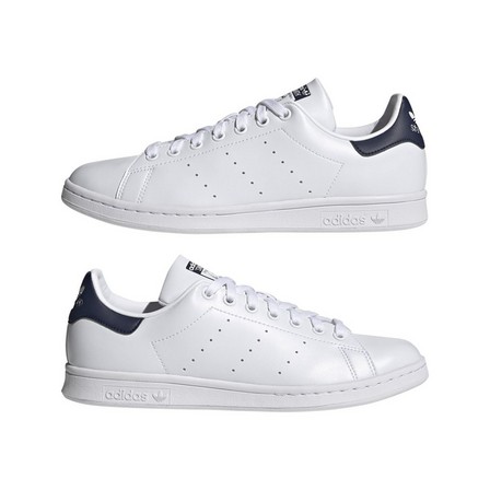 Mens Stan Smith Black Heel Tab Shoes, White, A701_ONE, large image number 30