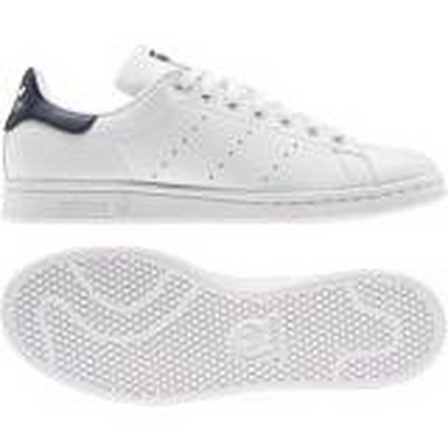 Mens Stan Smith Black Heel Tab Shoes, White, A701_ONE, large image number 32