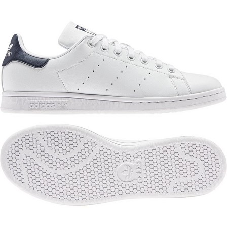 Mens Stan Smith Black Heel Tab Shoes, White, A701_ONE, large image number 40
