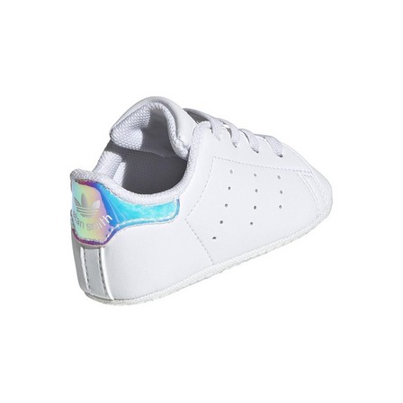 Unisex Kids Stan Smith Crib Silver Metallic Heel Tab Shoes , White, A701_ONE, large image number 4