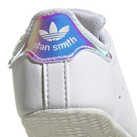 Unisex Kids Stan Smith Crib Silver Metallic Heel Tab Shoes , White, A701_ONE, large image number 6