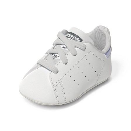 Unisex Kids Stan Smith Crib Silver Metallic Heel Tab Shoes , White, A701_ONE, large image number 18