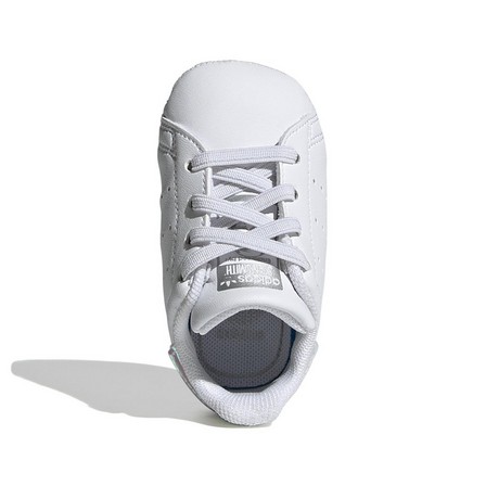 Unisex Kids Stan Smith Crib Silver Metallic Heel Tab Shoes , White, A701_ONE, large image number 31