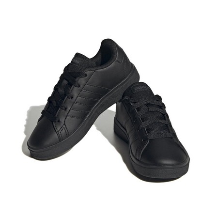 Kids Unisex Grand Court Lifestyle Tennis Lace-Up Shoes, Black, A701_ONE, large image number 1
