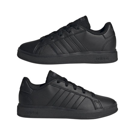 Kids Unisex Grand Court Lifestyle Tennis Lace-Up Shoes, Black, A701_ONE, large image number 12