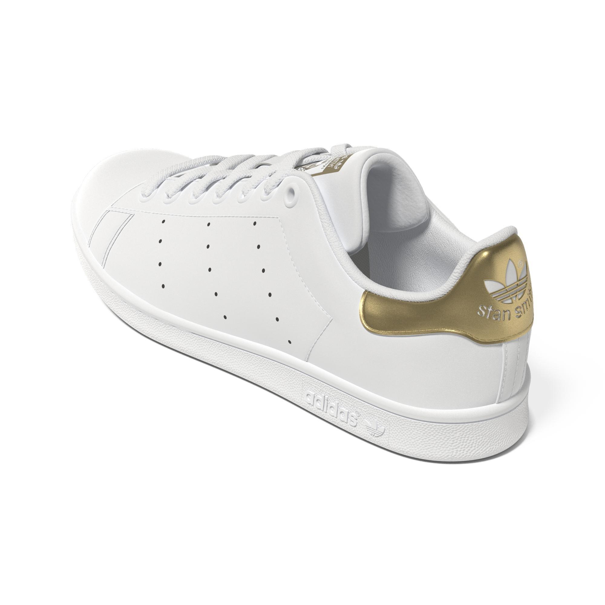 adidas - Women Stan Smith Gold Metallic Heel Tab Shoes, White