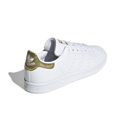 Women Stan Smith Gold Metallic Heel Tab Shoes, White, A701_ONE, large image number 4