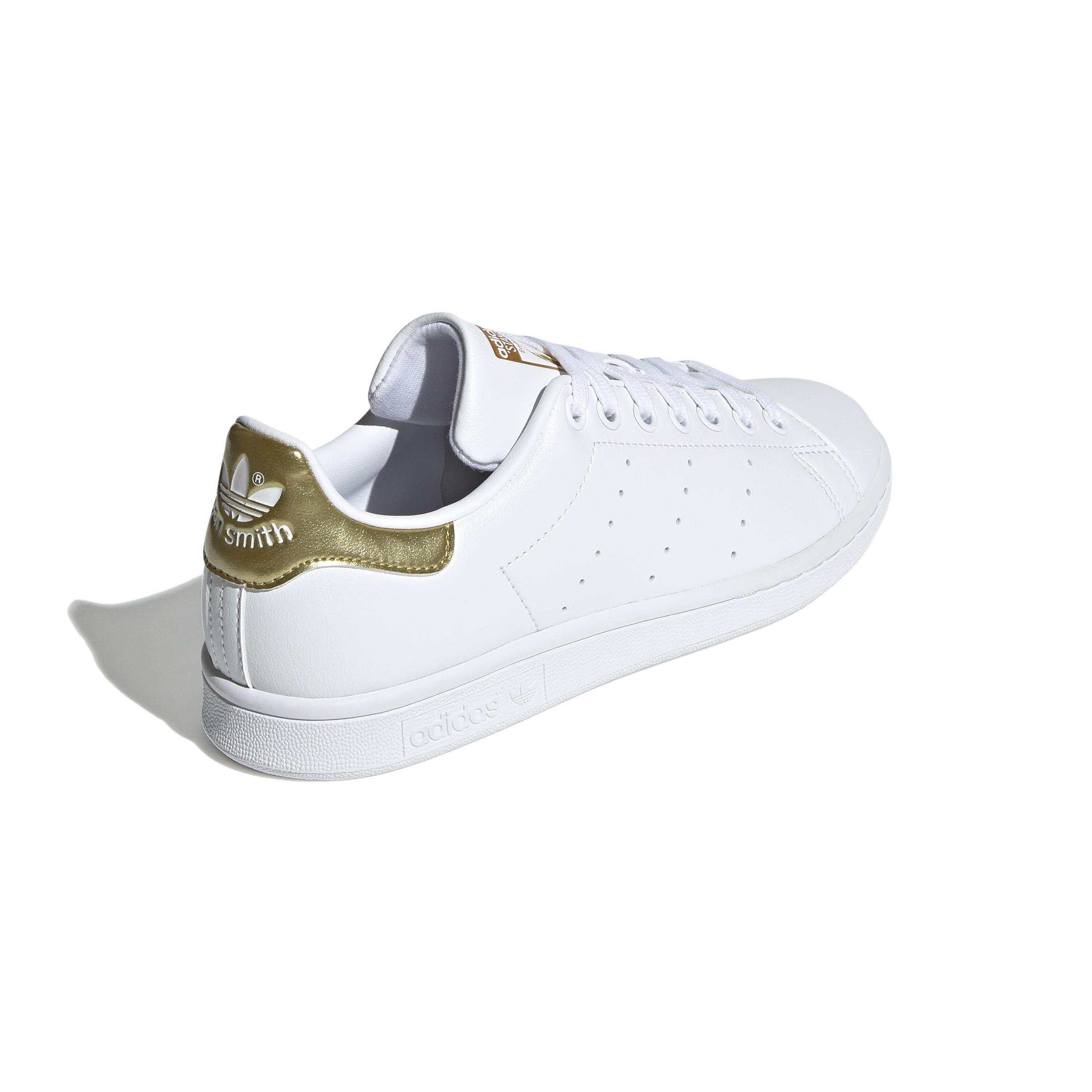 adidas - Women Stan Smith Gold Metallic Heel Tab Shoes, White