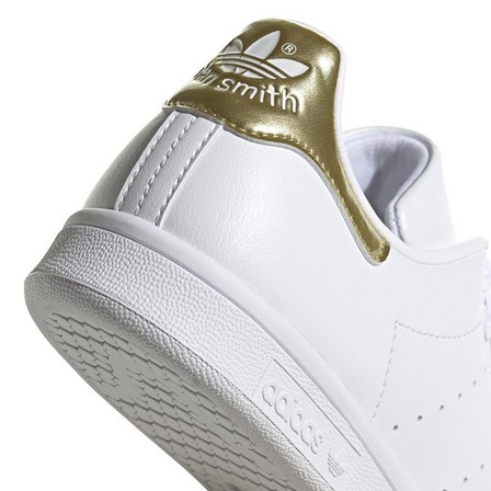 Women Stan Smith Gold Metallic Heel Tab Shoes, White, A701_ONE, large image number 5