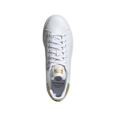 Women Stan Smith Gold Metallic Heel Tab Shoes, White, A701_ONE, large image number 8