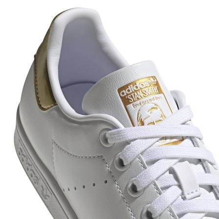 Women Stan Smith Gold Metallic Heel Tab Shoes, White, A701_ONE, large image number 9