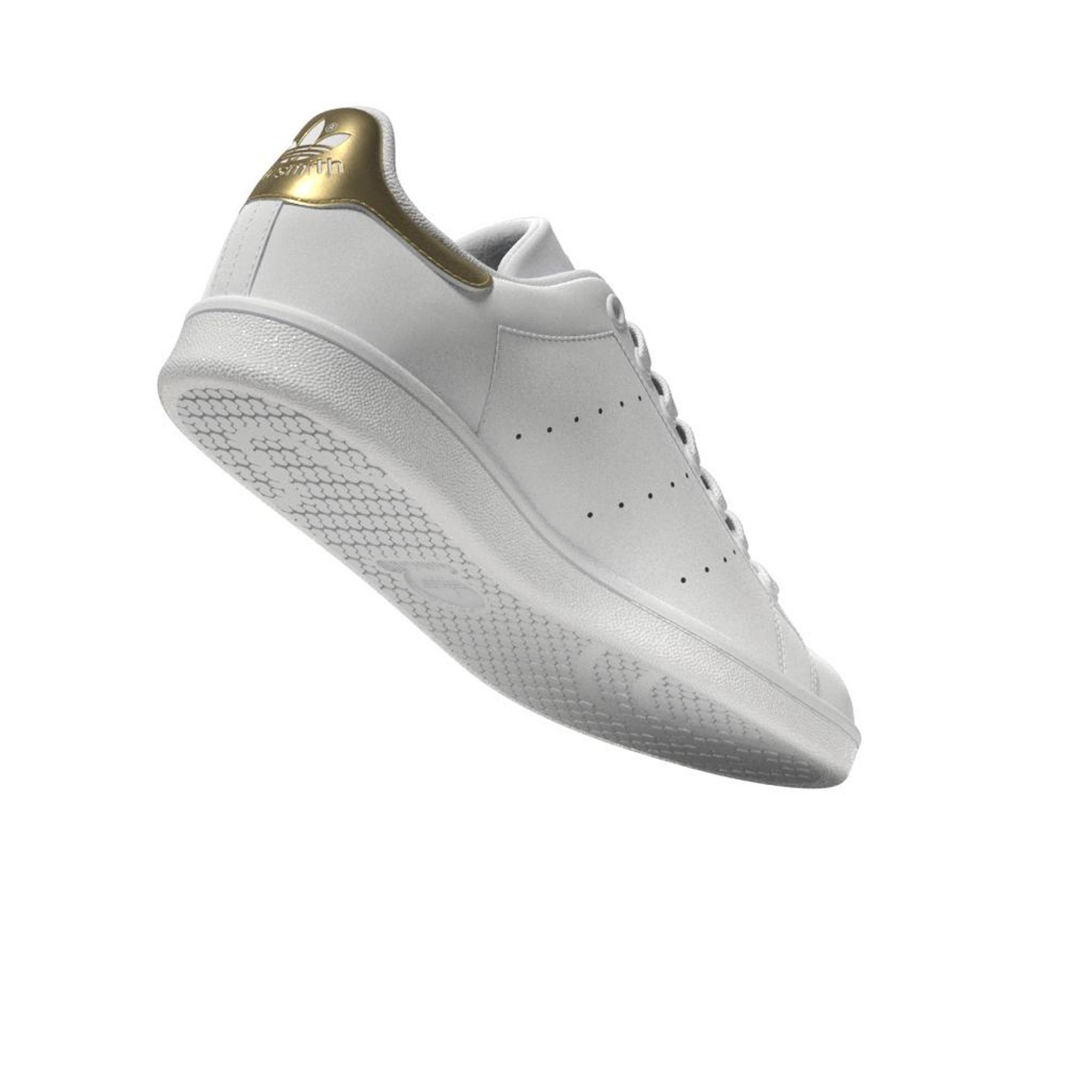 adidas - Women Stan Smith Gold Metallic Heel Tab Shoes, White