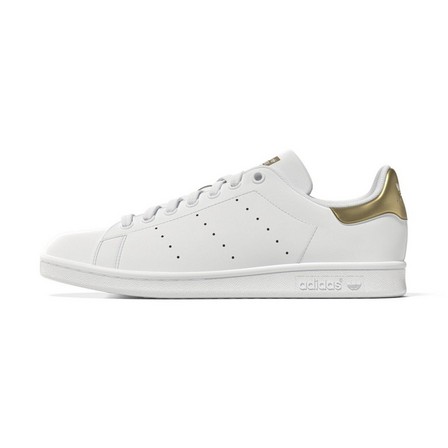Women Stan Smith Gold Metallic Heel Tab Shoes, White, A701_ONE, large image number 19