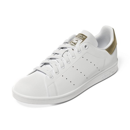 Women Stan Smith Gold Metallic Heel Tab Shoes, White, A701_ONE, large image number 21