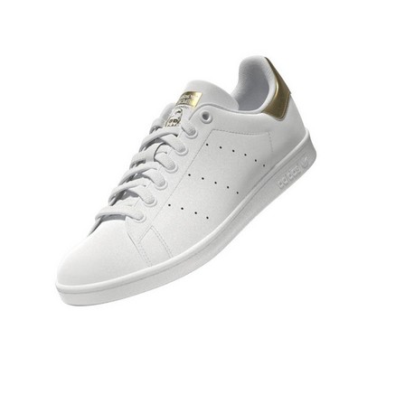 Women Stan Smith Gold Metallic Heel Tab Shoes, White, A701_ONE, large image number 26