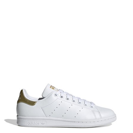 Women Stan Smith Gold Metallic Heel Tab Shoes, White, A701_ONE, large image number 36