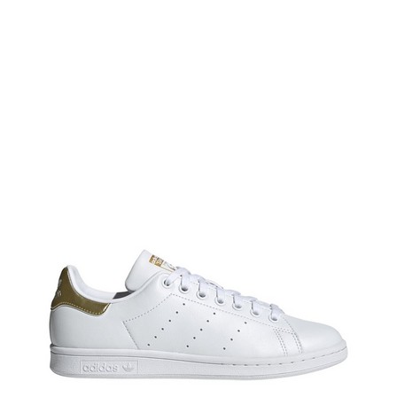 Women Stan Smith Gold Metallic Heel Tab Shoes, White, A701_ONE, large image number 46