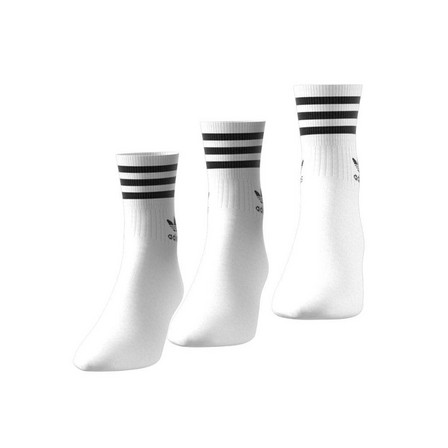 Unisex Mid-Cut Crew 3 Stripes Socks 3 Pairs, White, A701_ONE, large image number 10