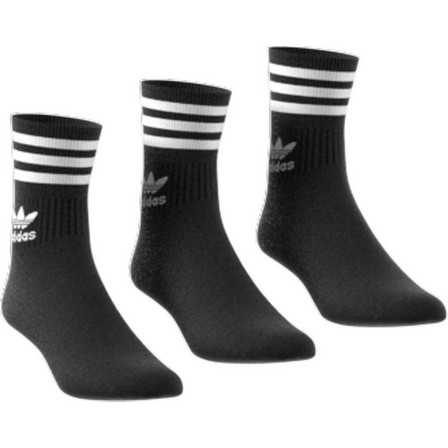 Unisex Mid Cut Crew White Stripes Socks 3 Pairs , Black, A701_ONE, large image number 0