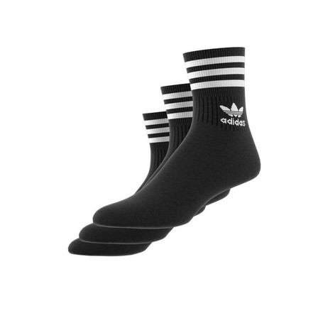 Unisex Mid Cut Crew White Stripes Socks 3 Pairs , Black, A701_ONE, large image number 5